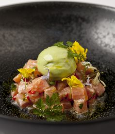 Trout ceviche with avocado sorbet