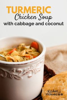 Turmeric Chicken Soup with Cabbage and Coconut