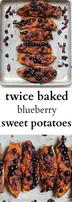 Twice Baked Sweet Potatoes with Blueberries and Pecans