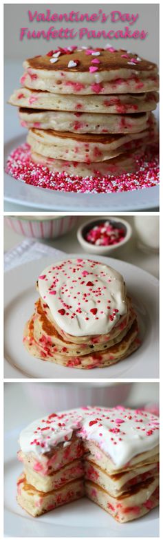 Valentine’s Funfetti Pancakes with Vanilla Greek Yogurt Sauce