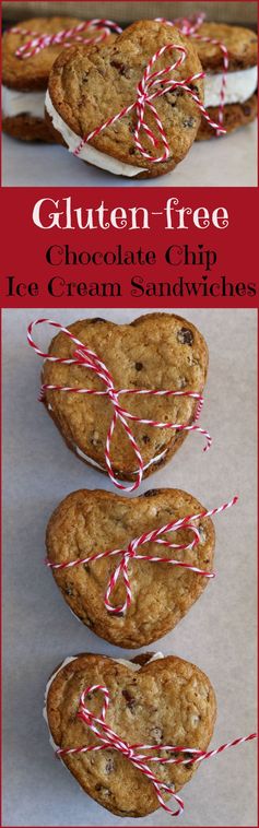 Valentine's Chocolate Chip Cookie Ice Cream Sandwiches (Gluten-free