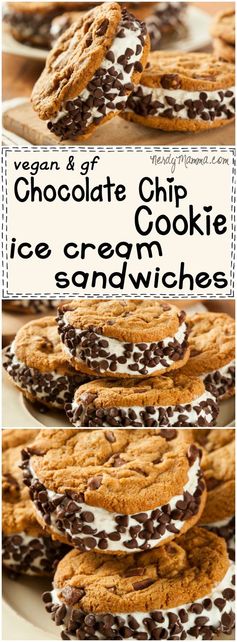 Vegan and Gluten-Free Chocolate Chip Cookie Ice Cream Sandwiches