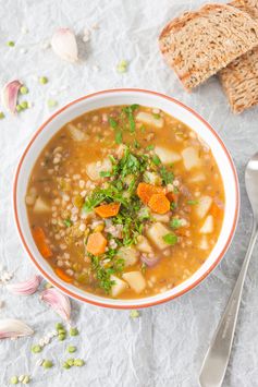 Vegan Barley and Lentil Soup