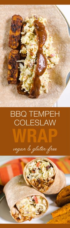 Vegan BBQ Tempeh Coleslaw Wrap