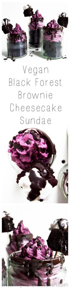 Vegan Brownie Black Forest Cheesecake Sundaes