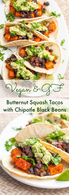 Vegan Butternut Squash Tacos with Chipotle Black Beans (GF