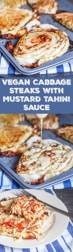 Vegan Cabbage Steaks with Tahini Sauce