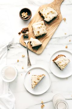 Vegan Carrot Cake Blondies with Vanilla Cashew-Coconut Icing