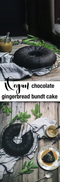 Vegan Chocolate Gingerbread Bundt Cake