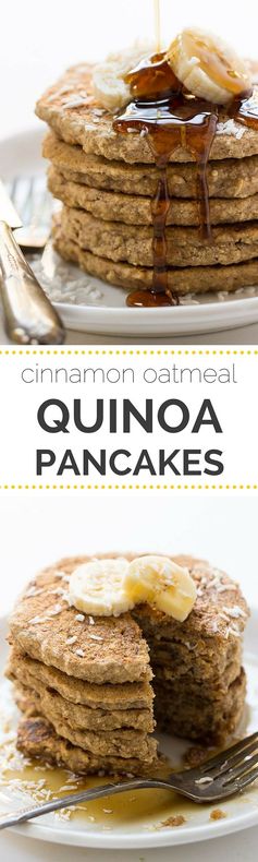 Vegan Cinnamon Oatmeal Quinoa Pancakes