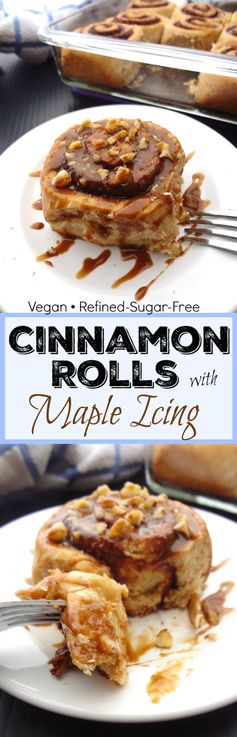 Vegan Cinnamon Rolls with Maple Icing (Free of refined sugar