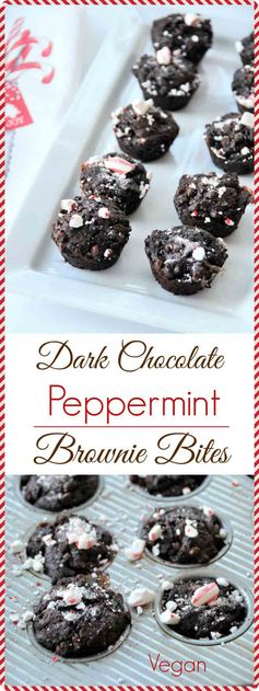 Vegan Dark Chocolate Peppermint Brownie Bites