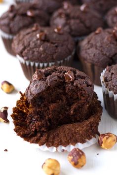 Vegan Double Chocolate Hazelnut Blender Muffins