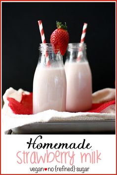 Vegan Homemade Strawberry Milk with Natural Sweeteners