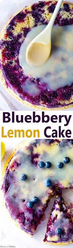 Vegan Lemon Blueberry Cake with Lemon Glaze