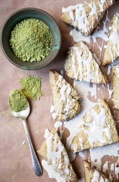 Vegan Matcha Scones with Vanilla Bean Glaze