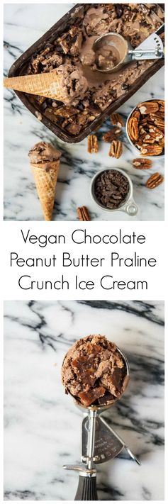 Vegan Peanut Butter Chocolate Praline Crunch Ice Cream