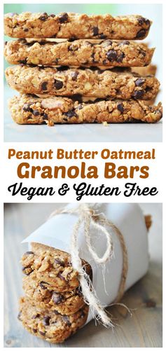 Vegan Peanut Butter Oatmeal Chocolate Chip Granola Bars