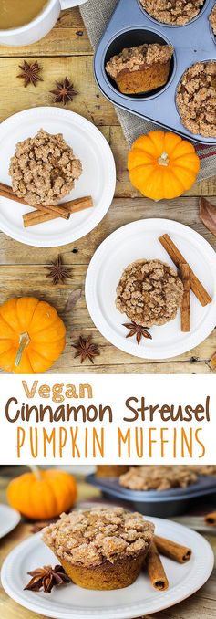 Vegan Pumpkin Muffins with Cinnamon Streusel