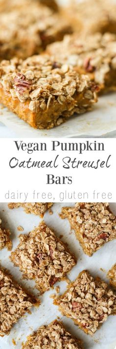 Vegan Pumpkin Oatmeal Streusel Bars