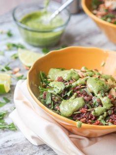 Vegan Winter Salad with Rice and Cilantro Tahini Sauce (GF + a 0 Amazon Giveaway