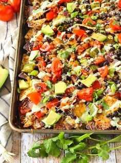 Vegetarian Nachos with Creamy Cilantro Lime Drizzle