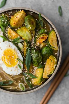 Vegetarian Ramen Bowl with Spicy Brussels Sprouts