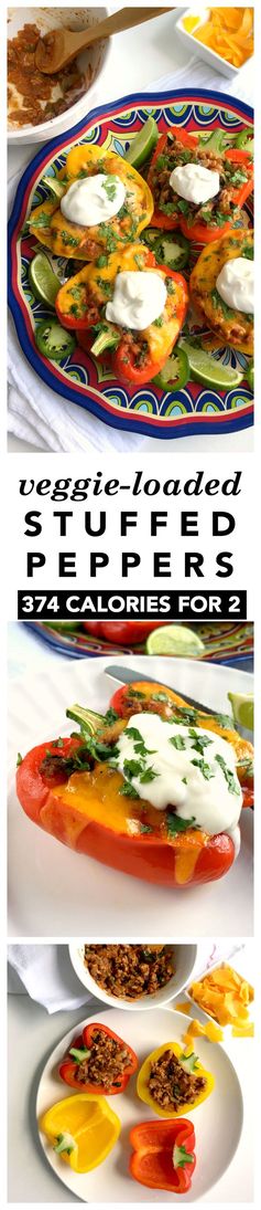 Veggie Loaded Mexican Stuffed Peppers with Ground Turkey