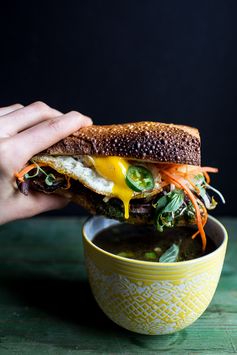 Vietnamese Short Rib Pho French Dip Banh Mi with Thai Basil Chimichurri