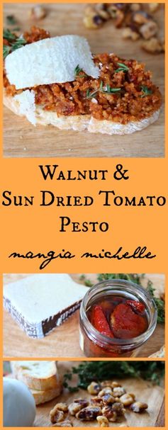 Walnut and Sun Dried Tomato Pesto on Crostini