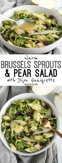 Warm Brussels Sprouts and Pear Salad with Dijon Vinaigrette