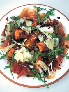 Warm salad of roasted squash, prosciutto and pecorino