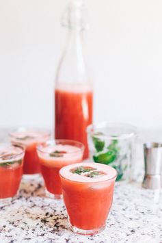 Watermelon Iced Green Tea with Ginger & Mint