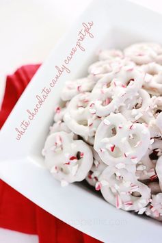 White chocolate candy cane pretzels