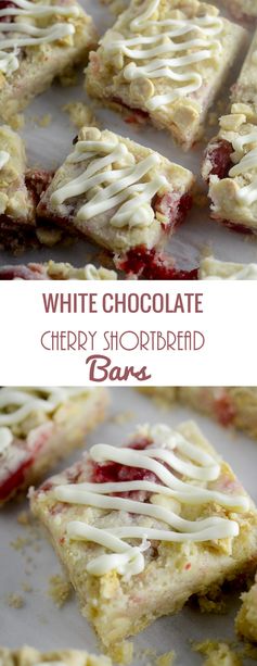 White Chocolate Cherry Shortbread Bars