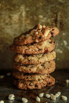 White Chocolate, Chocolate and Cranberry Cookies