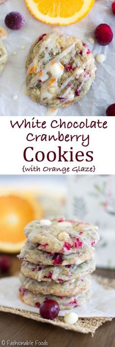 White Chocolate Cranberry Cookies (with Orange Glaze