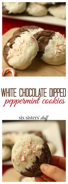 White Chocolate Dipped Candy Cane Cookies