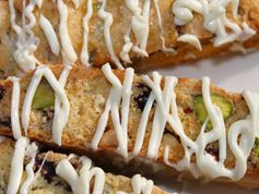 White Chocolate Drizzles Cranberry Pistachio Biscotti