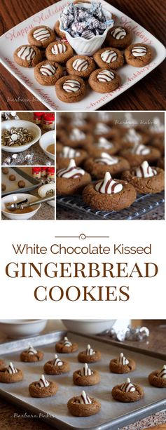 White Chocolate Kissed Gingerbread Cookies