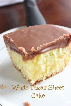 White Texas Sheet Cake with Chocolate Fudge Frosting