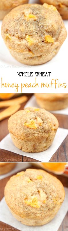 Whole Wheat Honey Peach Muffins