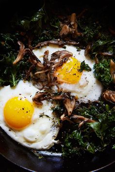 Wild Mushrooms, Sautéed Kale & Eggs