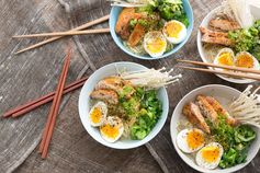 Winter Chicken Ramen with Choy Sum, Soft-Boiled Eggs & Miso Broth