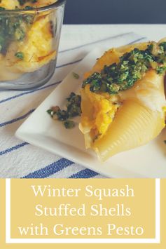 Winter Squash Stuffed Shells with Greens Pesto