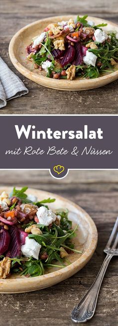 Wintersalat mit Walnüssen, Linsen und Roter Bete