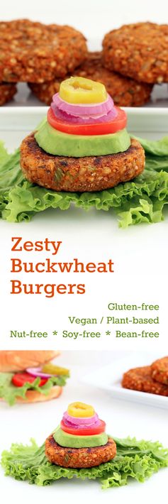 Zesty Buckwheat Burgers (Gluten Free, Vegan / Plant-based