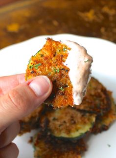 Zucchini Crisps with Sriracha Greek Yogurt Sauce