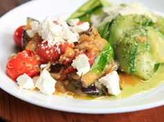 Zucchini Pappardelle with Pesto and Eggplant alla Norma